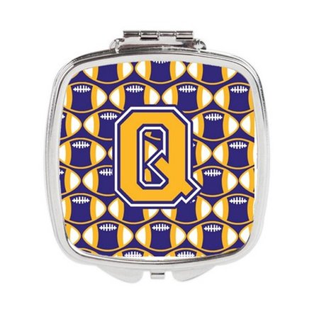 CAROLINES TREASURES Letter Q Football Purple and Gold Compact Mirror CJ1064-QSCM